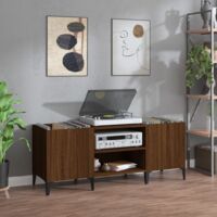 Vidaxl – Meuble TV en bois d'ingénierie chêne marron 121x38x48 cm – Grand espace de rangement pour disques vinyles – Pieds métalliques style industriel