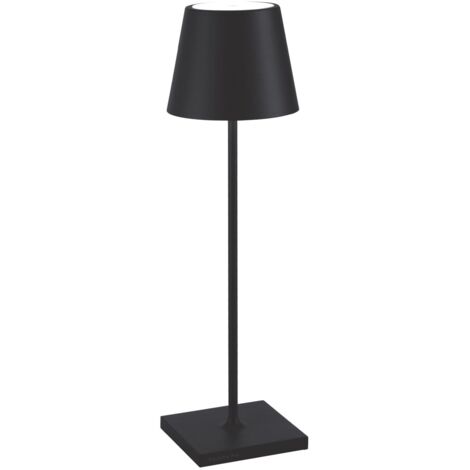 Lampada a led da tavolo Poldina Pro Nera ricaricabile e dimmerabile con batteria fino a 12 ore. Da esterno IP65.