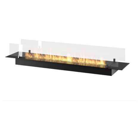 Bruciatore Inserto a Bioetanolo 150cm in Inox nero da incasso o appoggio da 5 lt con vetri inclusi (1/5)