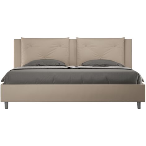 Letto matrimoniale king size con rete imbottito 200x200 similpelle tortora Appia (1/4)