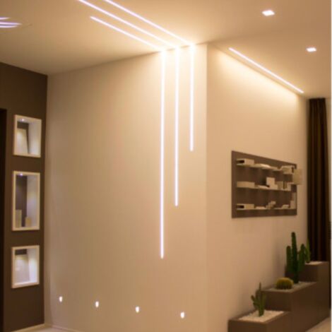 PROFILO BARRA IN ALLUMINIO + COVER SATINATA PER STRISCIA LED 2 METRI 12,2MM LIFE - Area Illumina
