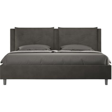 Letto matrimoniale king size contenitore imbottito 170x210 microfibra grigio Appia (1/4)