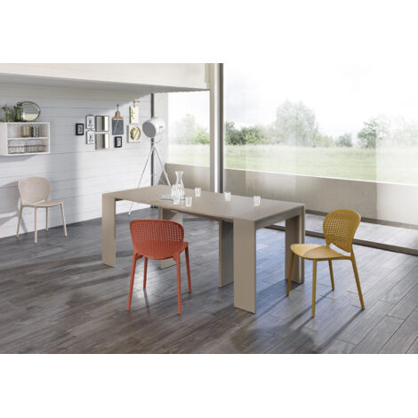 Pinocchio - Consolle allungabile (42,5/302,5 x 90 cm) in MDF laccato tortora (1/5)