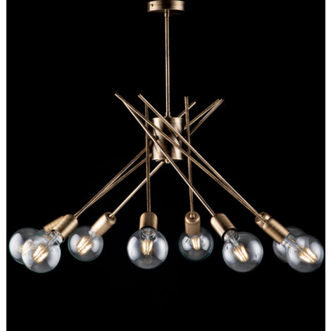Polish Plafoniera in ferro bronzato spazzolato 8 luci H.62 Ø64 BL186-PL8-BRZ (1/2)