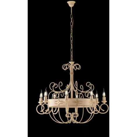 Baltimora Lampadario in ferro laccato avorio decape 8 luci 126 Ø76 BL183-8-AV (1/2)