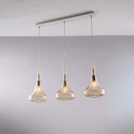 Lampadario Binario Contemporaneo Nemesi Metallo Ambra 3 Luci E27 (1/2)