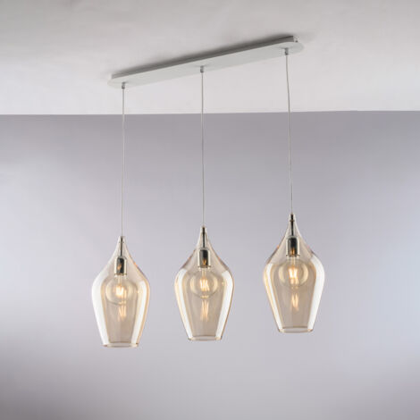 Ares Binario in ferro con vetri ambra pyrex 3 luci L.75 X 10 BL273-BIN3-AM (1/2)