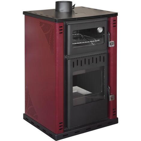 Divina Fire Stufa a Legna Elsa 27,6kW con Forno e Caldaia 38lt - Rosso (1/4)