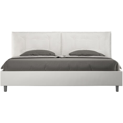 Letto matrimoniale king size contenitore imbottito 200x200 similpelle bianco Annalisa Large (1/5)