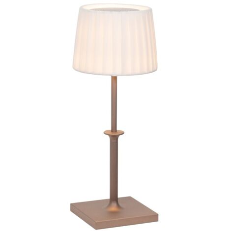 DEELUX Lampada da Tavolo senza fili,3000K/6000K,Lampada Tavolo Ricaricabile Dimmerabile In Metallo,Luce da Tavolo Esterno/Interno(Beige 2Pcs