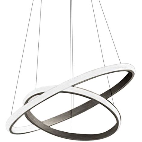 Lampadario led Iole S2 40W dimmerabile - Sospensione moderna titanio a doppio anello, luce calda 3000K, 2000lm, design elegante (1/5)