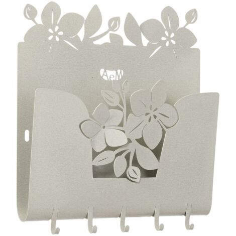 CREATCABIN Portachiavi in Metallo Portachiavi Nero Portachiavi da Parete Appendiabiti Decorativo da Appendere in Ferro Organizzatore Decorativo in Roccia 6 Ganci Panda bambù 10.6 x 4.3 Pollici