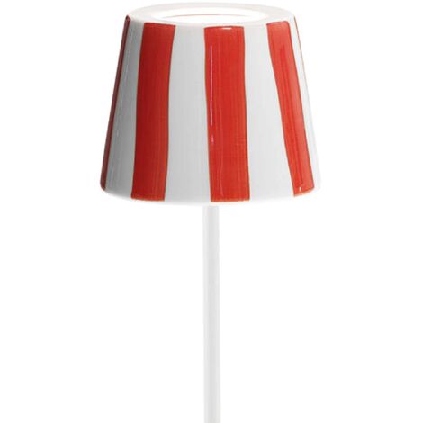 Zafferano, Poldina Cover, Cover in Ceramica Decorata a Mano per Lampada da Tavolo, Paralume Compatibile con le Lampade Poldina, Made in Italy, Ø13 x 10 cm, Color Bianco - Righe Rosse (1/5)