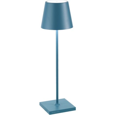 Lampada a led da tavolo Poldina Pro Blu Avio ricaricabile e dimmerabile con batteria fino a 12 ore. Da uso esterno IP65