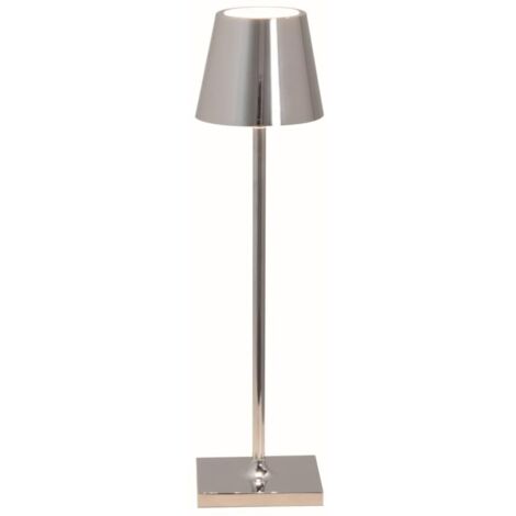 Lampada a led da tavolo Poldina Pro Micro Cromo Lucido ricaricabile e dimmerabile con batteria fino a 12 ore