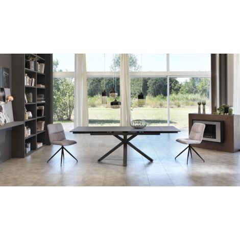 Tavolo Allungabile da 160cm a 240cm moderno Top in Ceramica su Vetro Temperato Grigio Grafite (1/5)