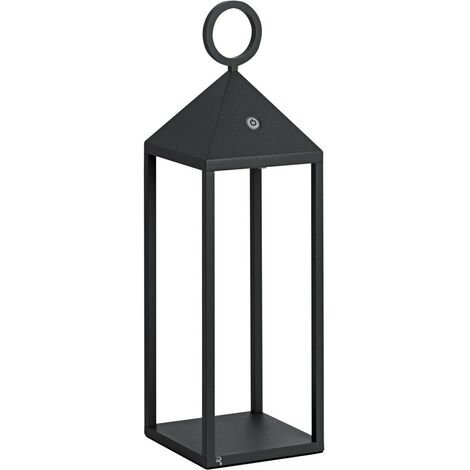 Lanterna moderna Pic Nic a led da 2,2W IP54 ricaricabile e dimmerabile h. 47cm antracite
