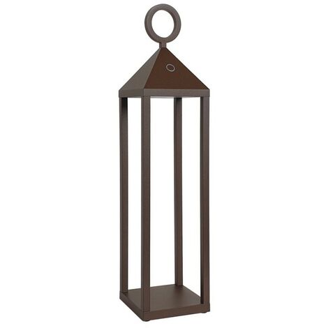 Lanterna moderna Pic Nic a led da 2,2W IP54 ricaricabile e dimmerabile h.  43cm corten