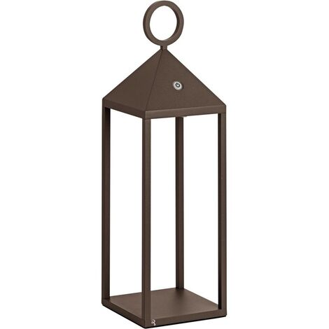 Lanterna moderna Pic Nic a led da 2,2W IP54 ricaricabile e dimmerabile h. 47cm corten