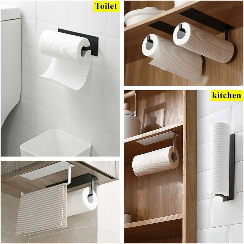 1pc Paper Towel Holder, Vertical Paper Towel Holder, Under Cabinet Or  Wall-mounted, Self-adhesive Or Drilled For Kitchen, Bathroom, Home Kitchen  Supplies