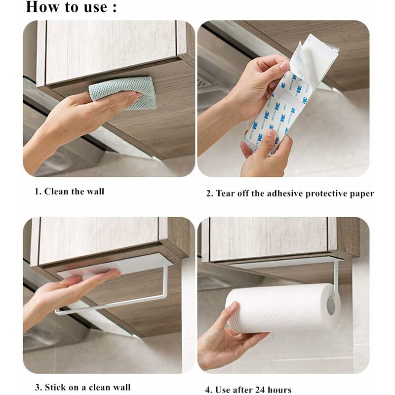 1pc Paper Towel Holder, Vertical Paper Towel Holder, Under Cabinet Or Wall-mounted,  Self-adhesive Or Drilled For Kitchen, Bathroom, Home Kitchen Supplies