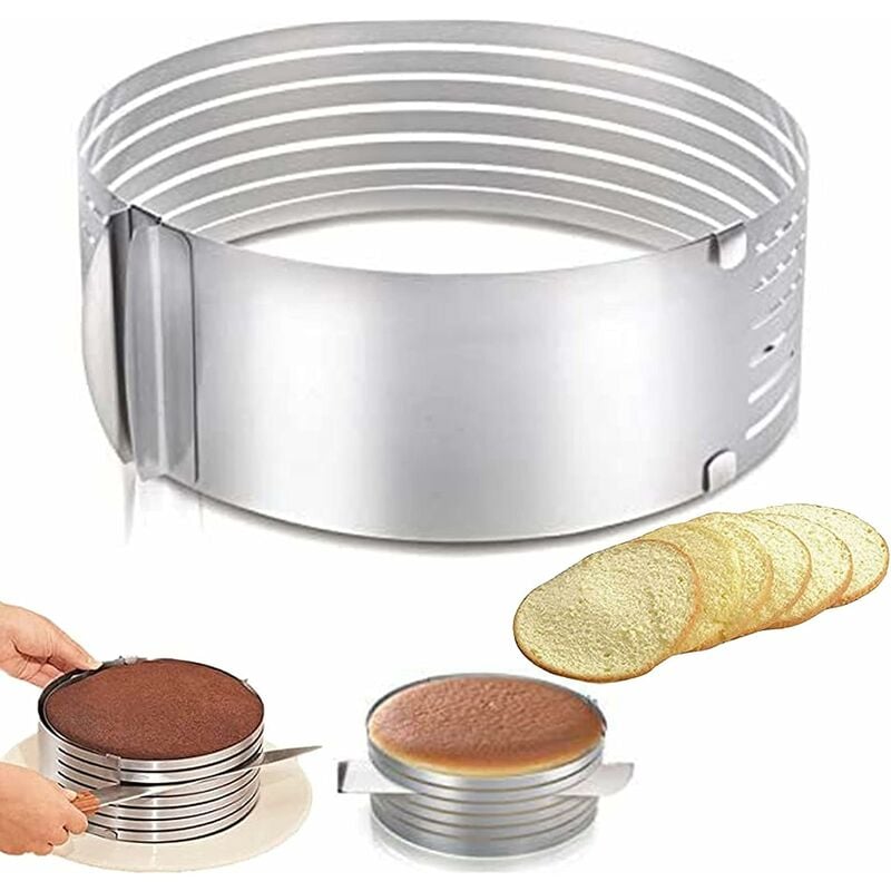 Amazon.com: Oranlife Cake Leveler Slicer, Adjustable Round Cake Rings, Cake  cutter, 7 Layer Stainless Steel Cake Slicing Accessories, 9.8-12.2 inch :  Home & Kitchen