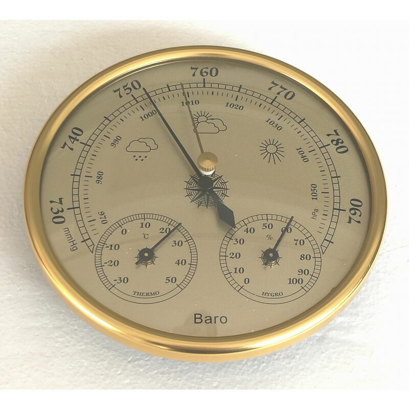 Analog Weather Station,barometer,thermometer,hygrometersilver,128mm