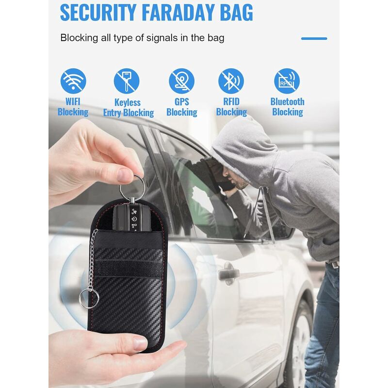 Faraday Pouch for car Keys,2 Pack Faraday Bag Car Key Signal Blocking Pouch  Keyless Entry Car Keys Case RFID Blocker Bag for Car Security Anti-Theft  Remote Entry Keyless Protect