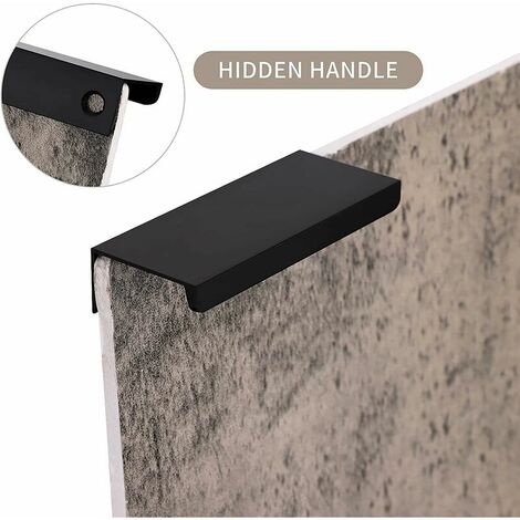 Invisible Hidden Black Aluminum Alloy Handle for Kitchen Cabinet