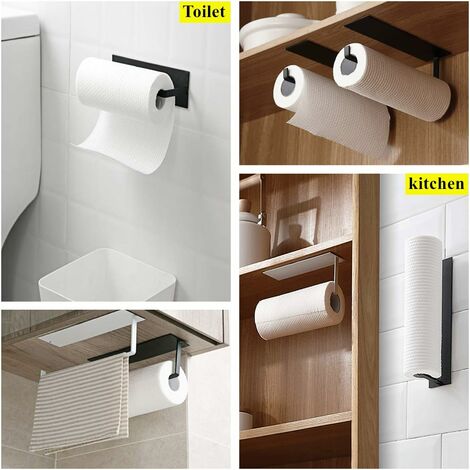 1pc Silver Stainless Steel Kitchen Paper Towel Holder - Self-adhesive Under  Cabinet Paper Towel Rack, Can Be Fixed With Screws