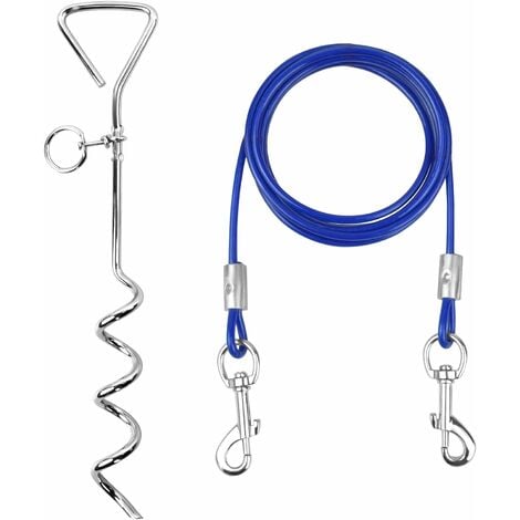 3M Cable Dog Tether, Stainless Steel Stake and Spiral Tie Down Full ...