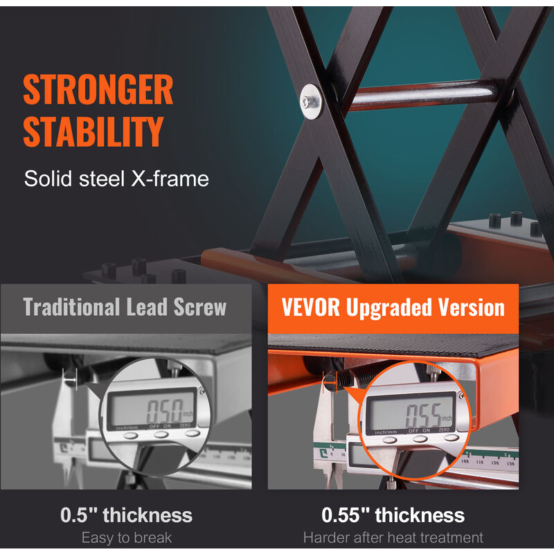 VEVOR Cric de Moto à Ciseaux 500 kg Hauteur de Levage 12-39 cm Pont  Élévateur Hydraulique Plaque-Forme Antidérapante 37x23 cm Table Élévatrice  Moto