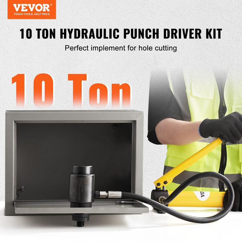 VEVOR 10 T Kit de Perforation Hydraulique Poinconneuse avec 6 Poincons  22-60 mm