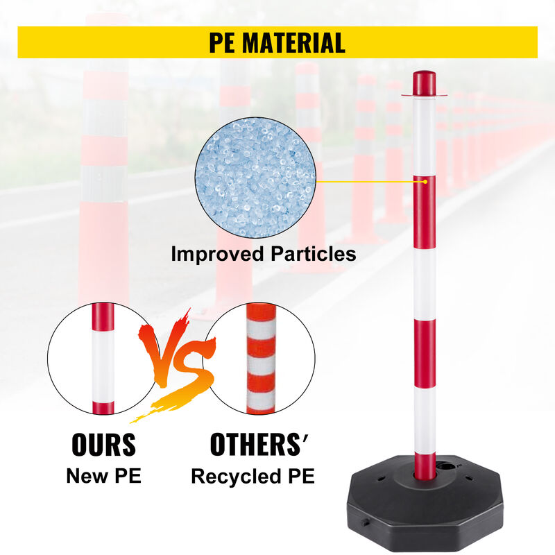 Poteau Parking Bornes de stationnement pour allée, Cône de sécurité  réfléchissant à Poteau Flexible en Plastique pour Le contrôle des  foules/Stanchion