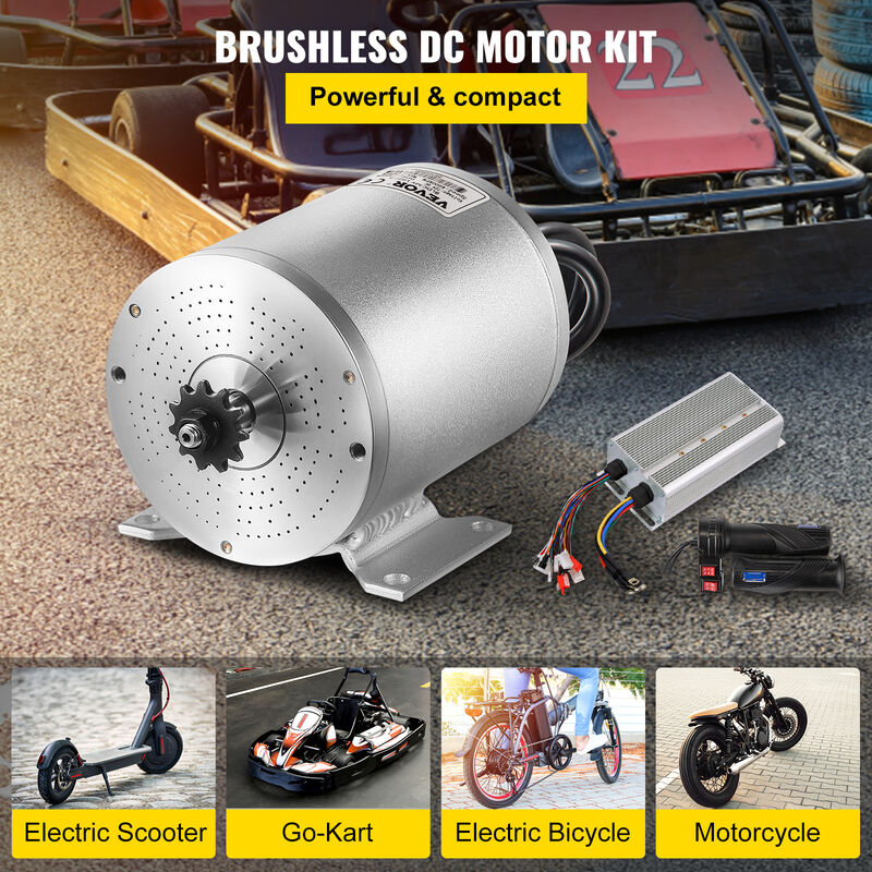 Moteur à courant continu sans balais 72 V CC 3000 W 4900 tr/min avec régulateur sans balais pour scooter électrique, vélo électrique
