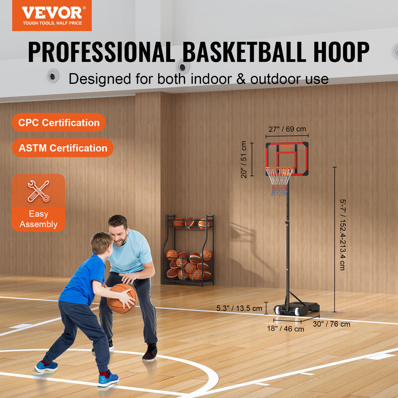 Mini Jeux de Basket Ball Kit Jouet Intérieur Extérieur - Panier de Basket +  Panneau + Basket-ball avec Pompe à Air pour enfants