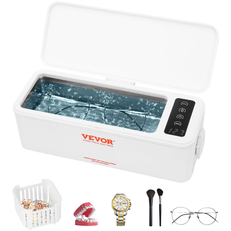 Nettoyeur de bijoux à ultrasons, 45 Khz 500ml, nettoyeur ultrasonique  professionnel w / machine de nettoyage à ultrasons à contrôle tactile pour  montres lunettes