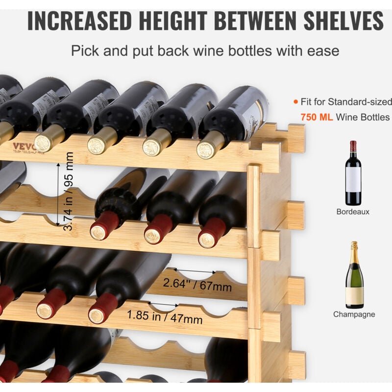 Cave à vin en bois pour 18 bouteilles standard de 750 ml