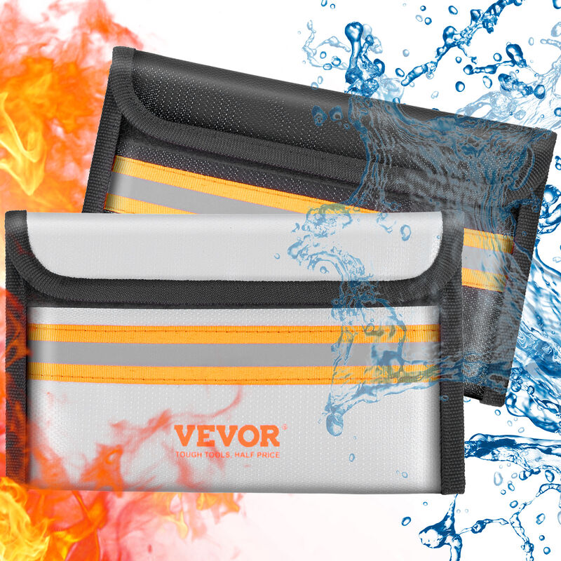 VEVOR Sac Anti-Feu Imperméable 45x14x31,5 cm Porte-Documents Ignifuge  Jusqu'à 1093 ℃ Boîte de Documents Ignifuge avec Portefeuille Fermeture  Velcro pour Objets de Valeur Passeports Dossiers Cartes