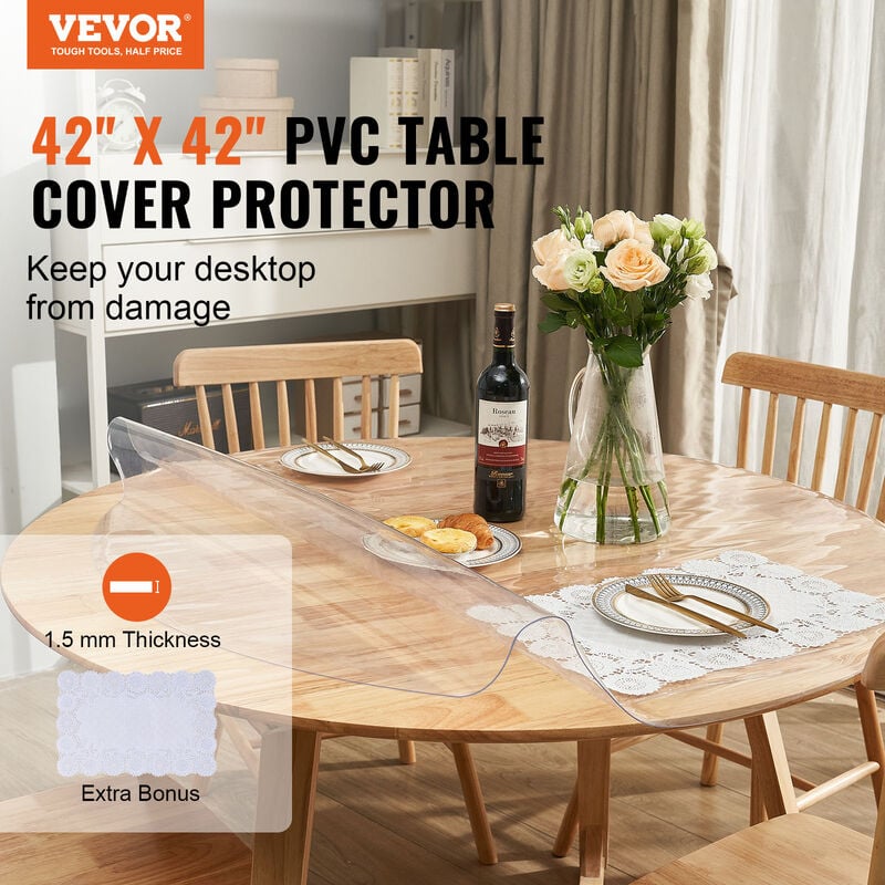 Nappe en PVC nappe transparente couverture en plastique résistant à l'huile  nappes à manger couverture de Table en verre doux tissu cuisine 1.0mm