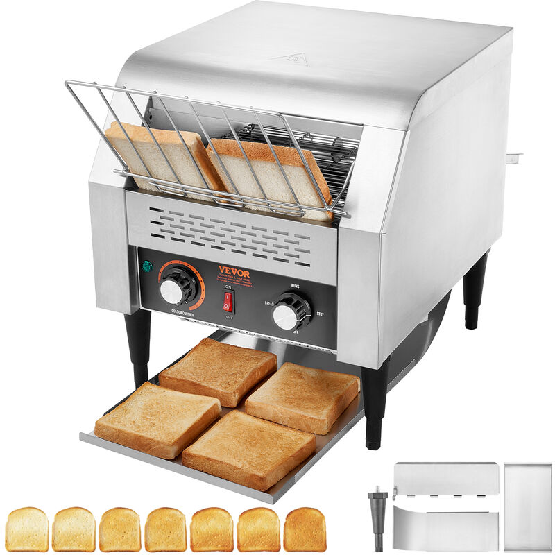 Grille-pain en acier inoxydable 850W - Grille-pain à fente large 3 en 1  avec 7 niveaux