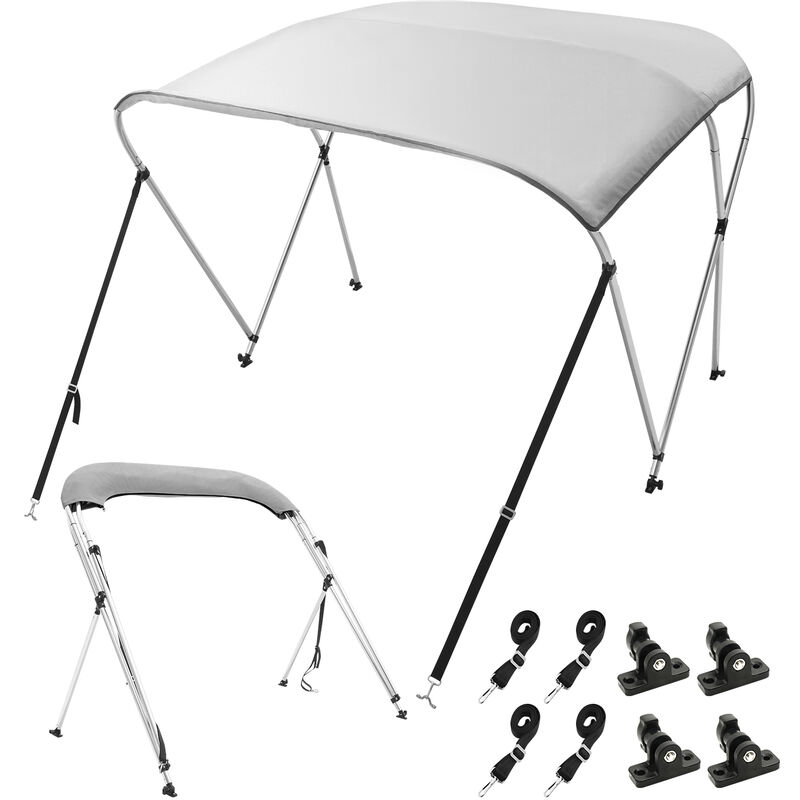 Bimini De Remplacement Pour Bateau 4 Arceaux VEVOR - Taud 243cm En Polyester 600D, Bleu Pacifique, Avec Sac De Rangement - 3