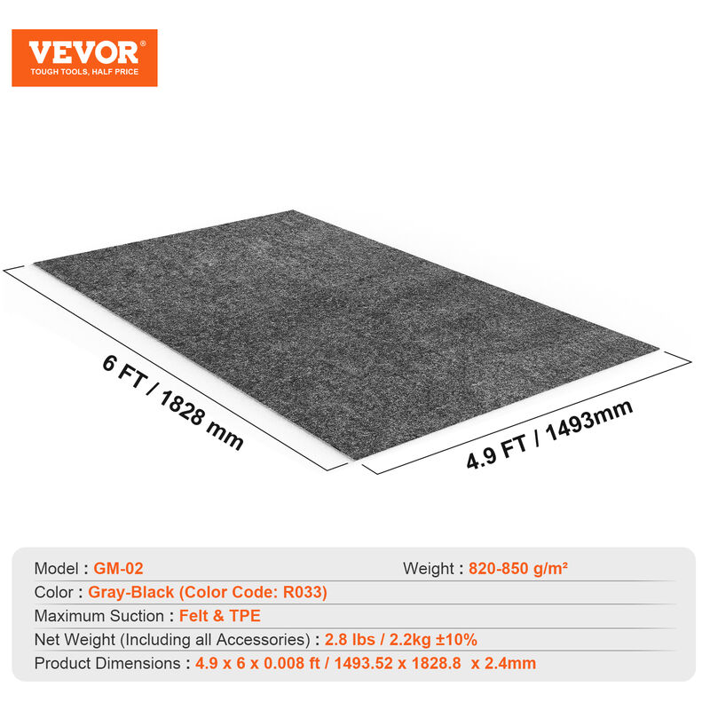 Tapis De Sol Garage Imperméable Et Absorbant 180x150 Cm - Antidérapant, Lavable, Réutilisable - Gris