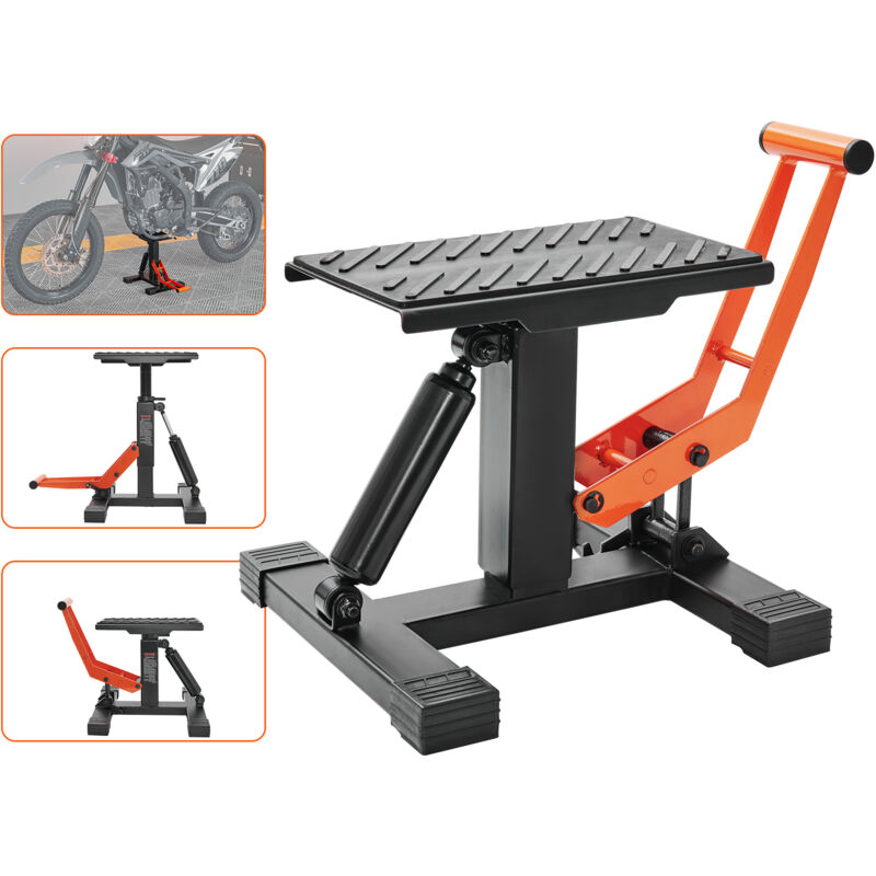 Cric élévateur hydraulique à pied pour moto - 158,8 kg - Support de moto avec 4 roues - Noir