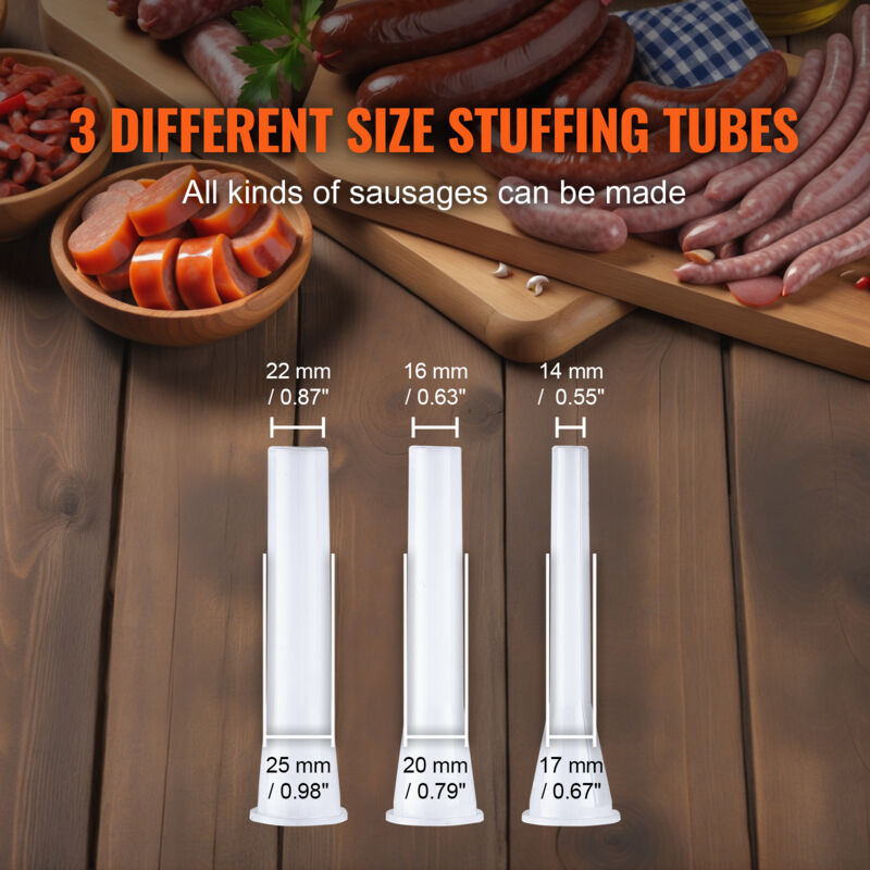 Poussoir à Saucisses Manuel VEVOR 5L - Acier Inox 304, 5 Tubes, Double Vitesse - Pour Maison, Restaurant - 2