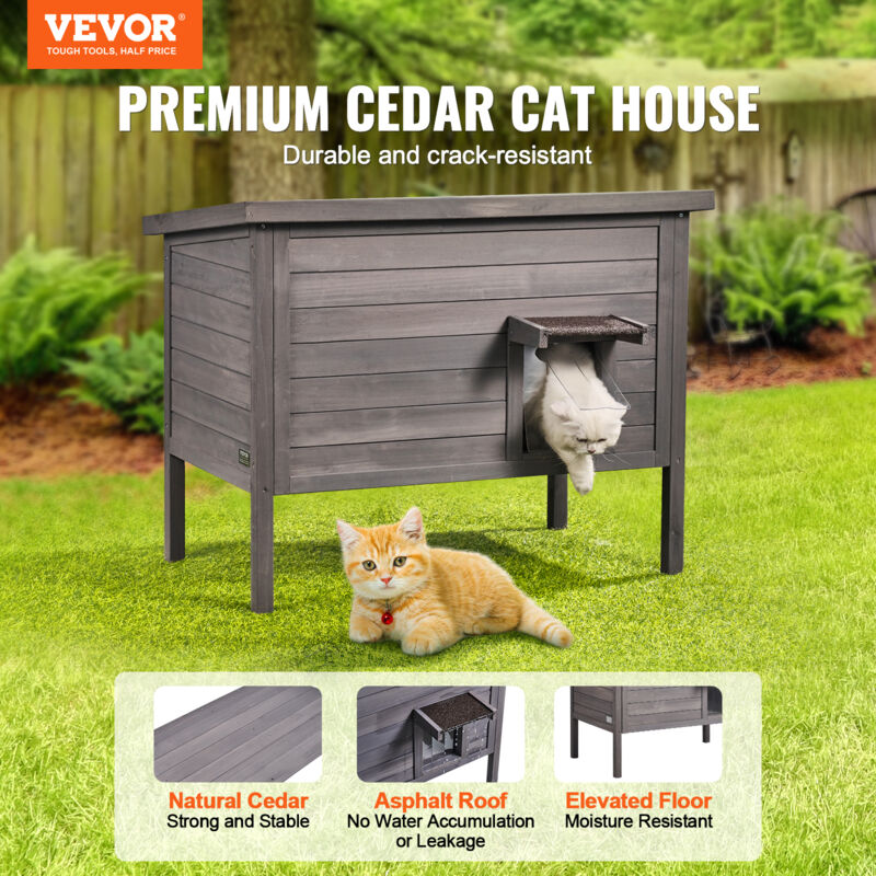 Maison Pour Chat D'extérieur Avec Plancher Surélevé - Tissu Oxford Isolant - Tailles M (45x35x34 Cm) Et L - 12