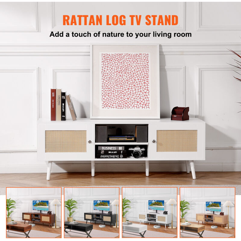 Homcom - Meuble TV Suspendu 2 Placards à Portes Blanc