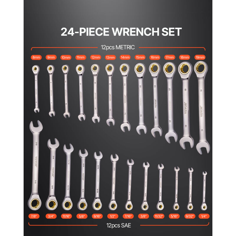 Clé Mixte à Cliquet Tête Flexible 11/16" SAE 72 Dents 12 Points - Zaplyte Neuve