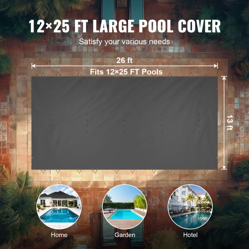 Bache couverture d'hivernage pour piscine enterrée jusqu'à 8x5 m