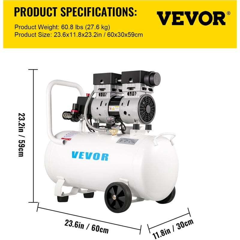 VEVOR Pompe à Tête de Compresseur d'air 375L 3KW Type de Piston